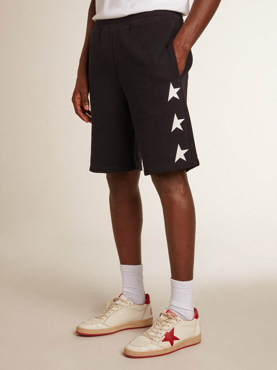 zwarte bermudashorts voor heren met witte sterren