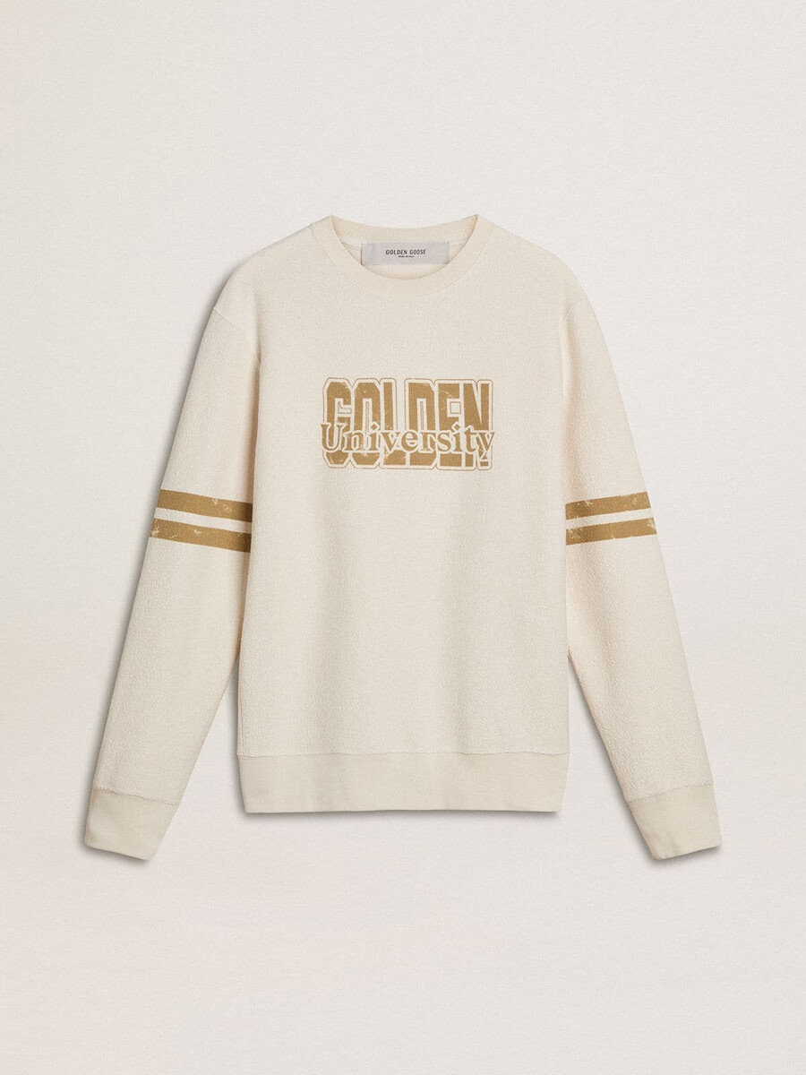 witte katoenen herensweatshirt met print op de voorkant.