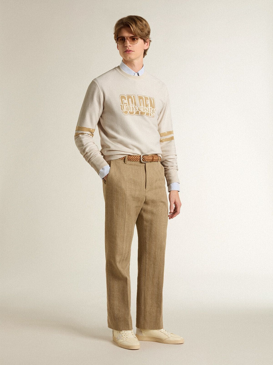 witte katoenen herensweatshirt met print op de voorkant.