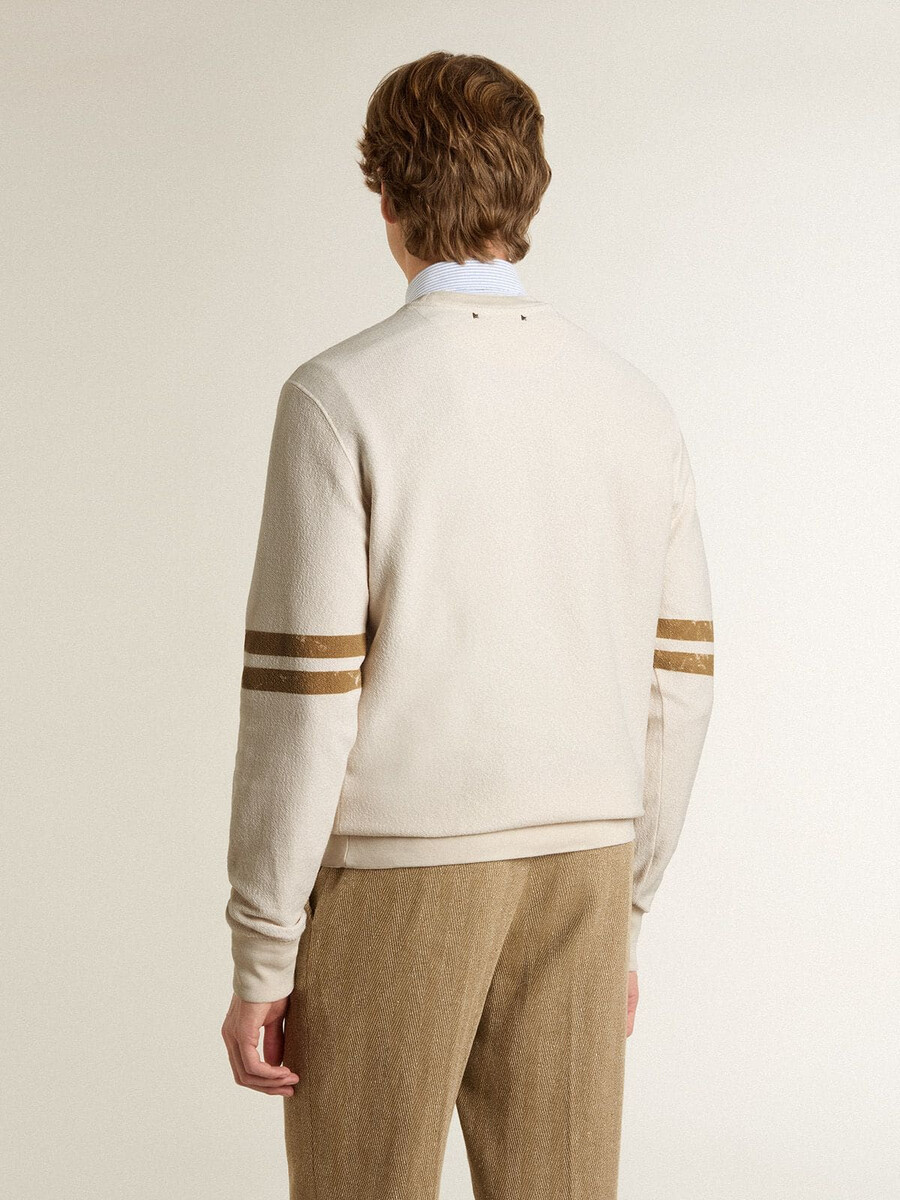 witte katoenen herensweatshirt met print op de voorkant.