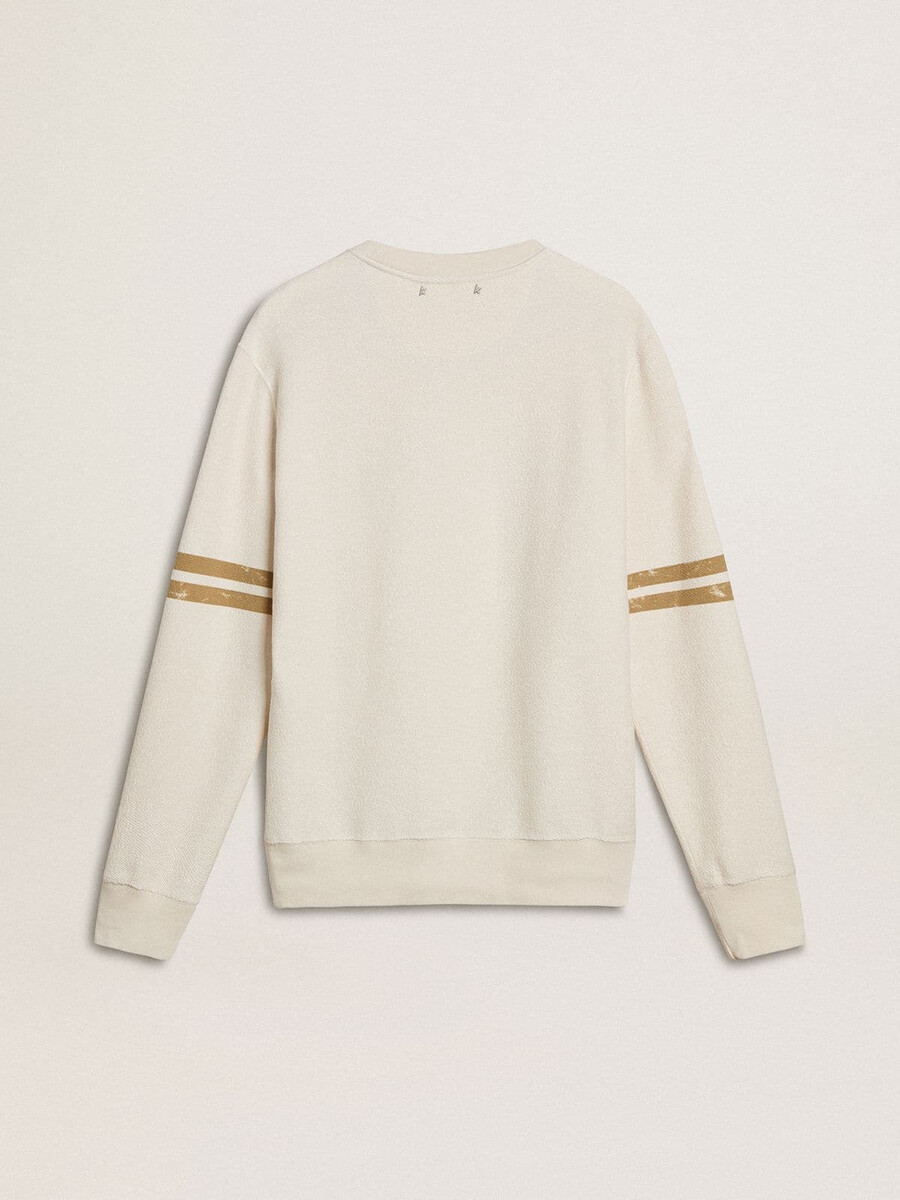 witte katoenen herensweatshirt met print op de voorkant.