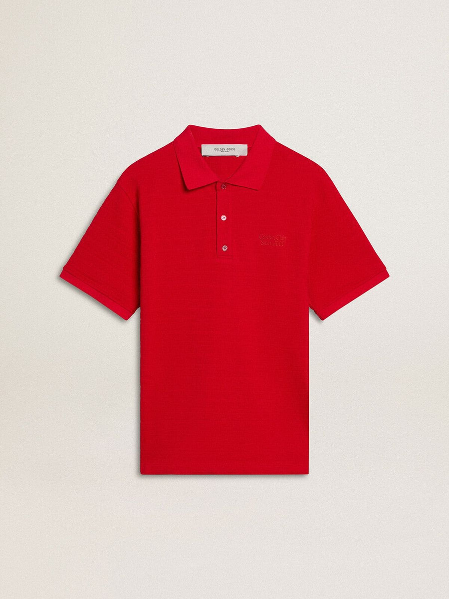 herenpoloshirt van rode katoenen piqué.
