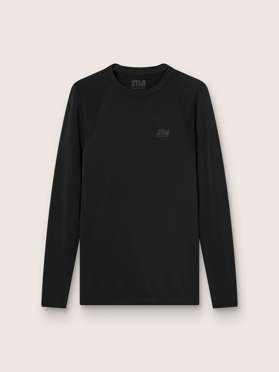 zwart sportshirt met lange mouwen voor heren