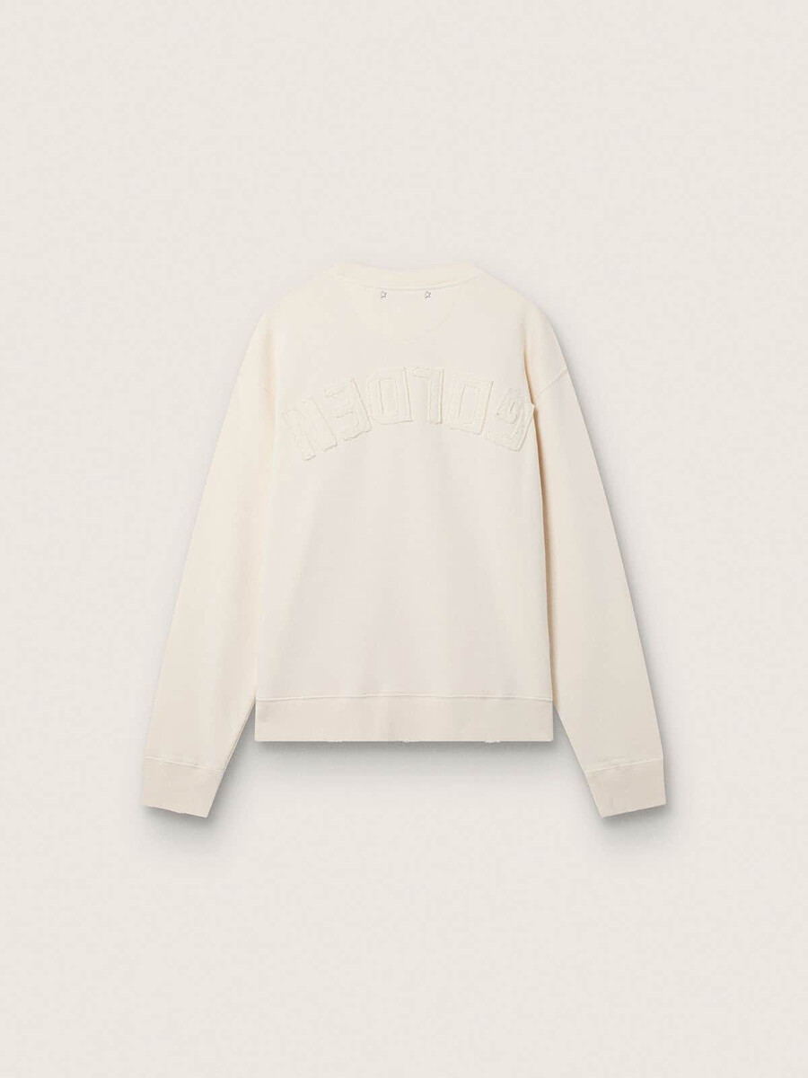 crèmekleurige ltd-sweatshirt met tennis-thema en geborduurd embleem.