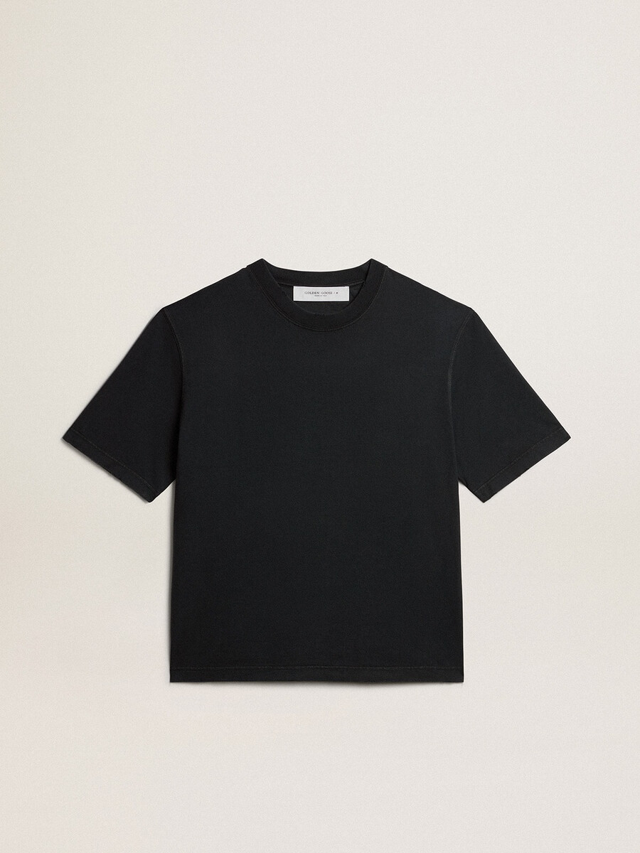 t-shirt in gewassen zwart met omgekeerd logo op de achterkant - jersey capsule