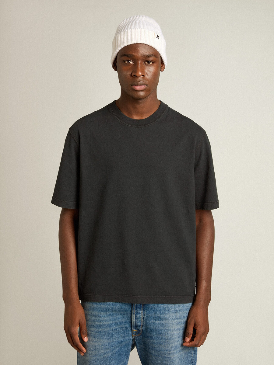 t-shirt in gewassen zwart met omgekeerd logo op de achterkant - jersey capsule