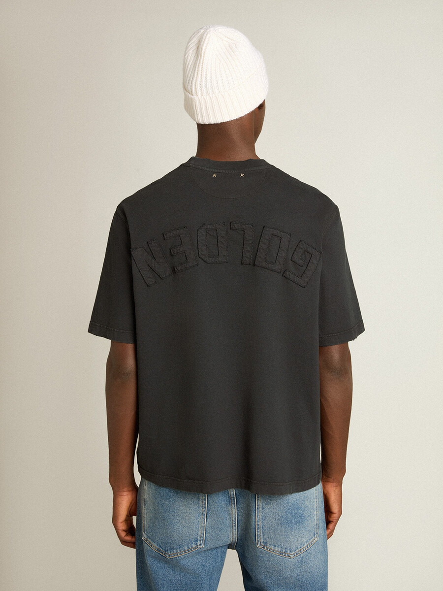 t-shirt in gewassen zwart met omgekeerd logo op de achterkant - jersey capsule