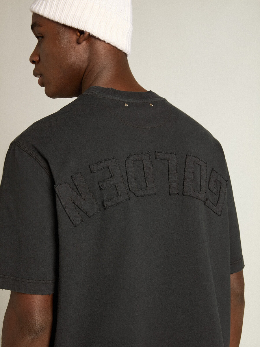 t-shirt in gewassen zwart met omgekeerd logo op de achterkant - jersey capsule