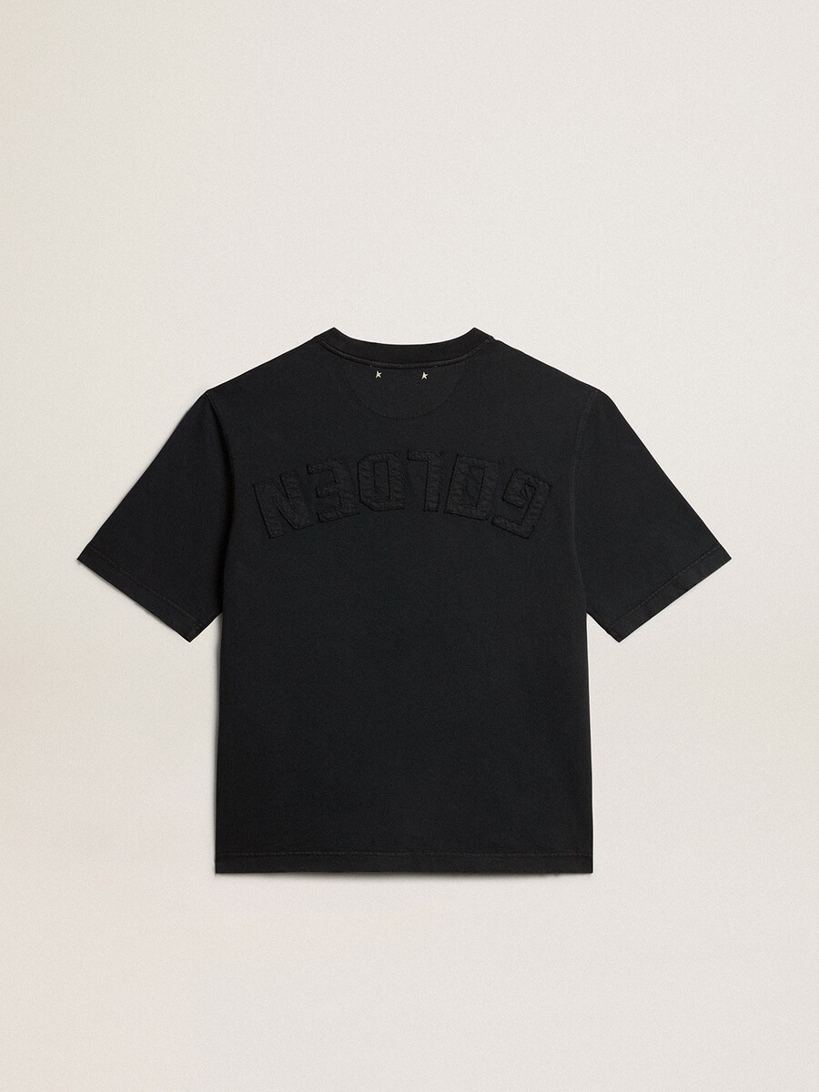 t-shirt in gewassen zwart met omgekeerd logo op de achterkant - jersey capsule