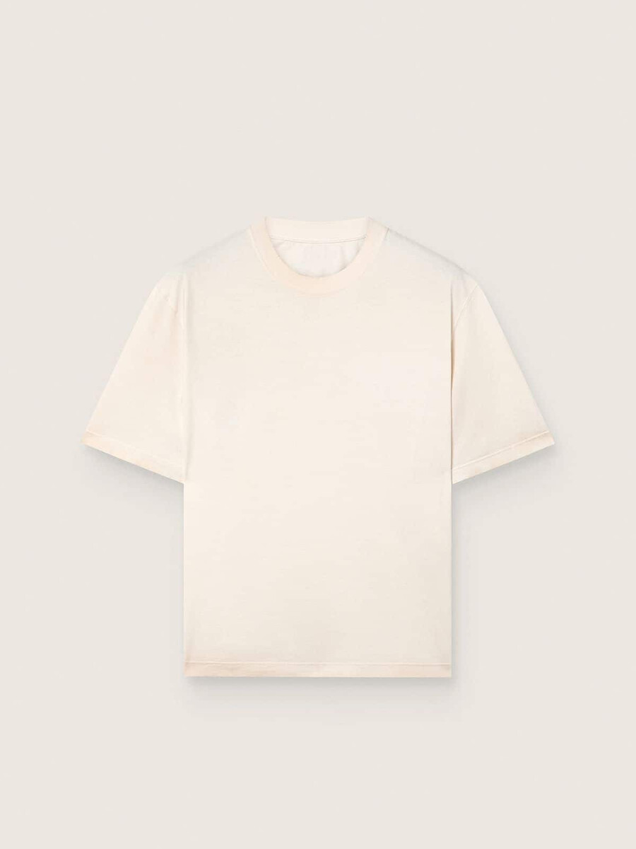 unisex katoenen t-shirt met sterrenprint in vintage wit met zwarte opdruk op de achterkant.