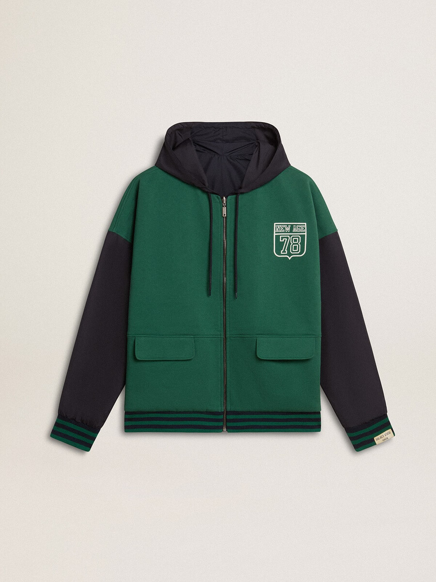 groen-blauwe omkeerbare hoodie voor heren