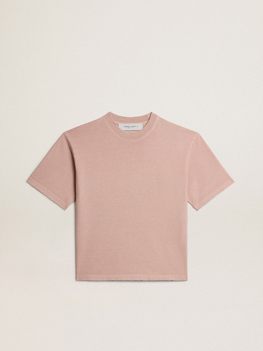 poederroze t-shirt met omgekeerd logo op de achterkant - jersey capsule