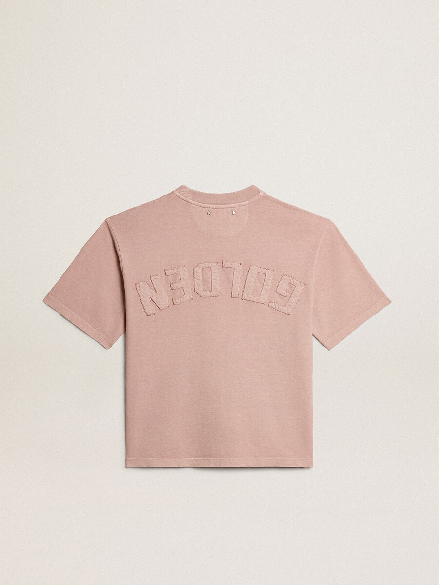 poederroze t-shirt met omgekeerd logo op de achterkant - jersey capsule