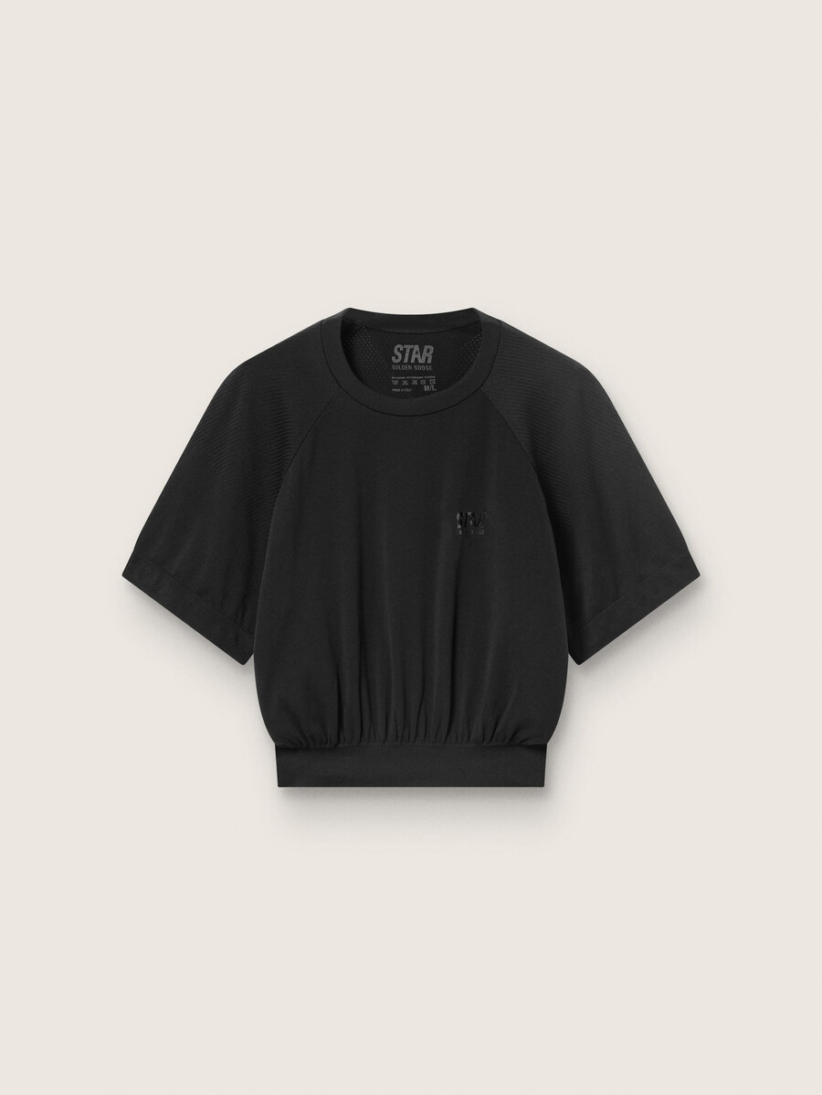 zwart cropped sport-t-shirt voor dames