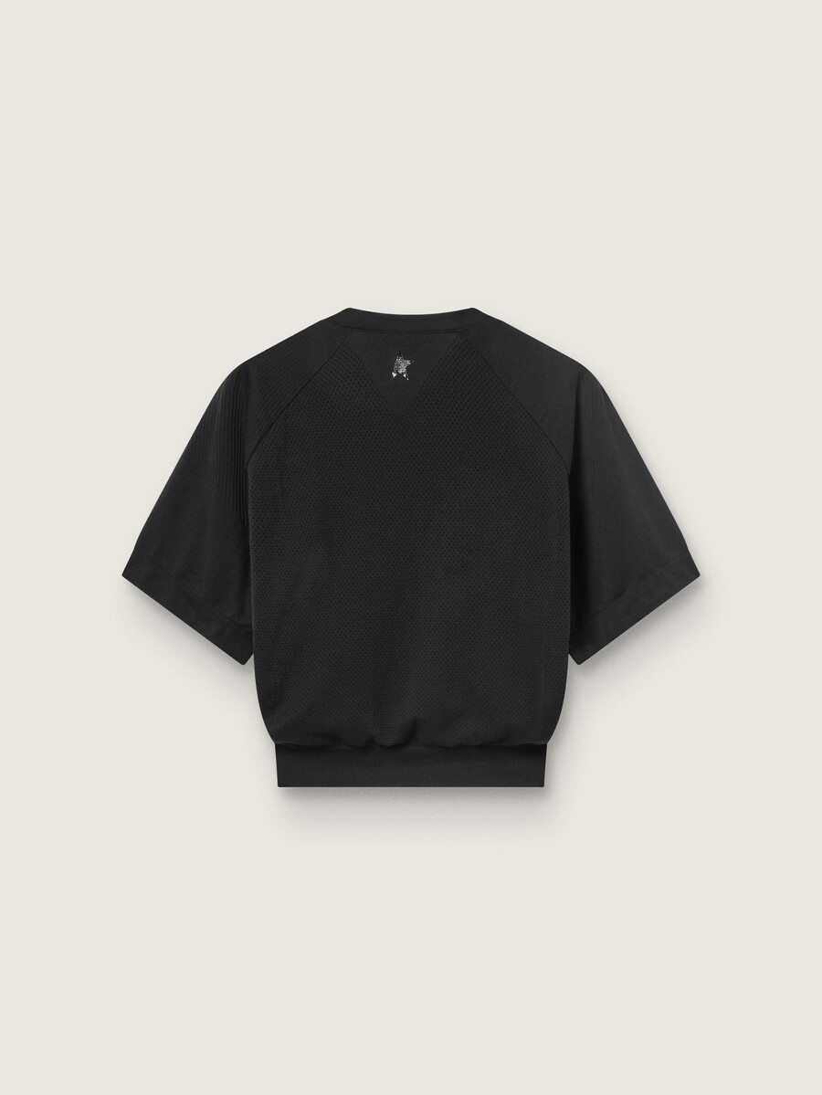 zwart cropped sport-t-shirt voor dames