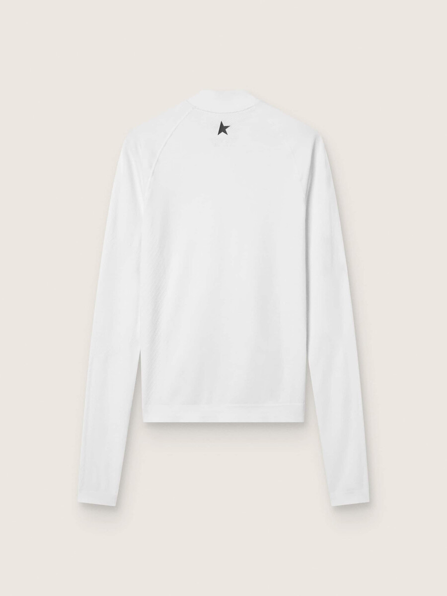witte sporttop met lange mouwen en ritssluiting voor dames
