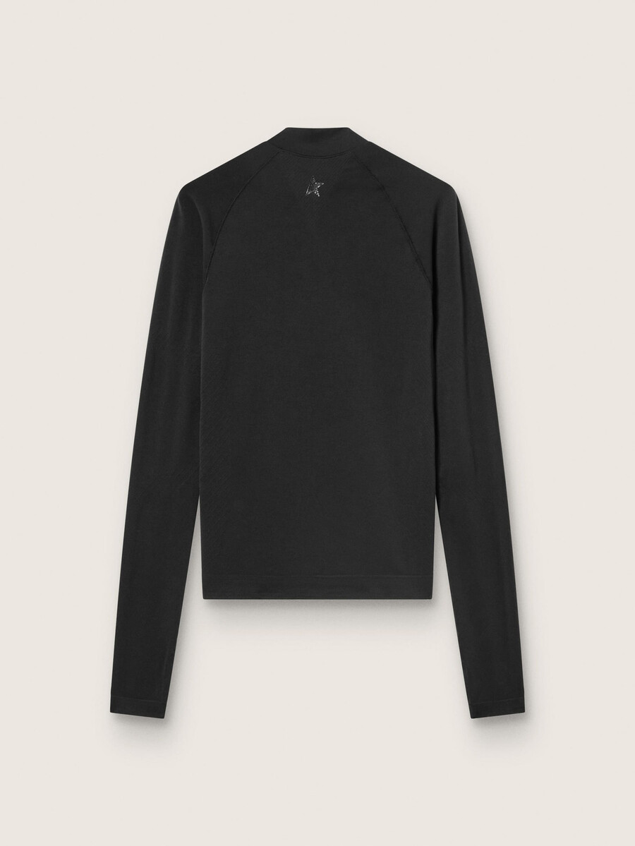 dames sporttop met lange mouwen en ritssluiting zwart