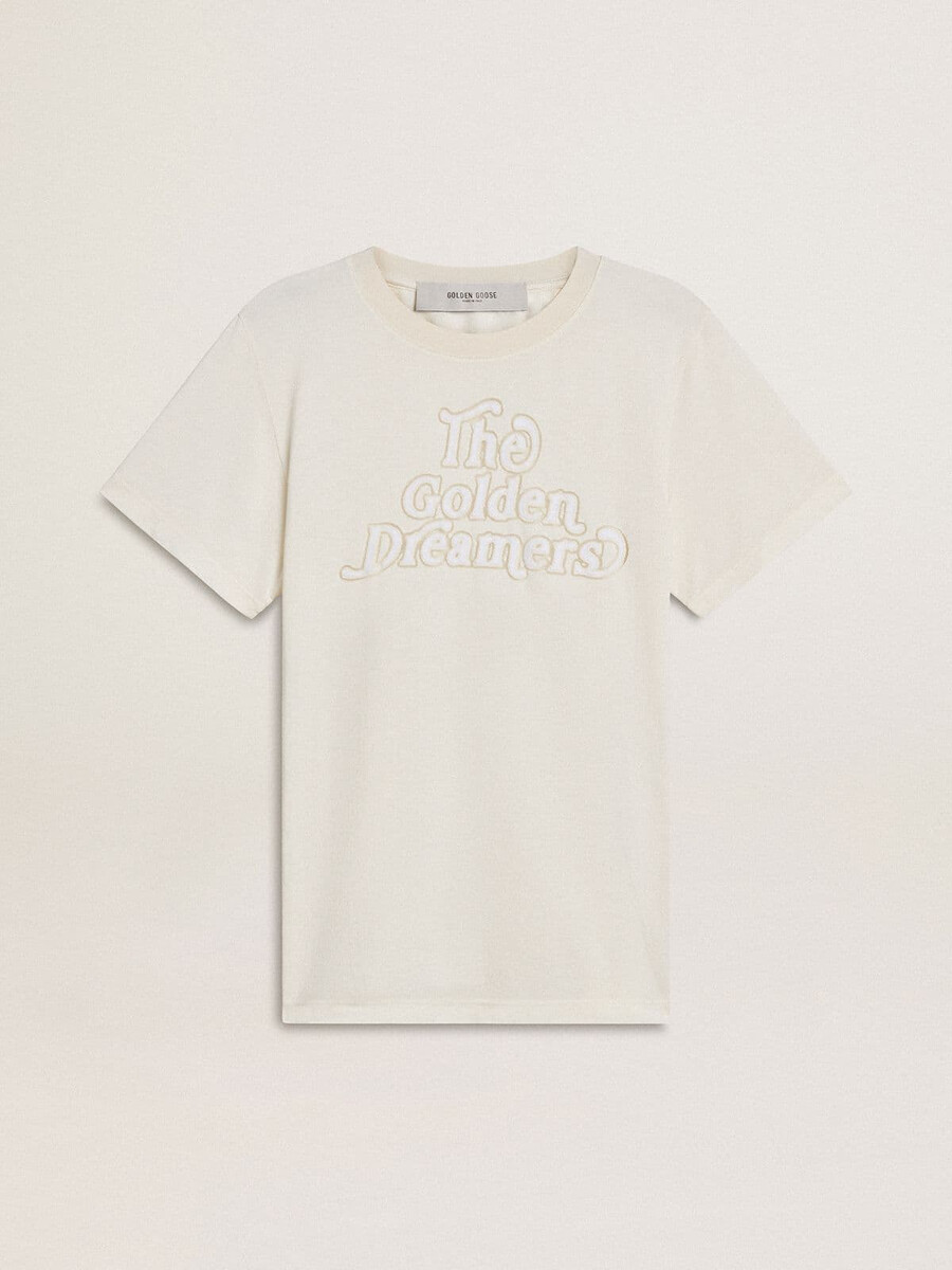 wit dames-t-shirt met print op de voorkant