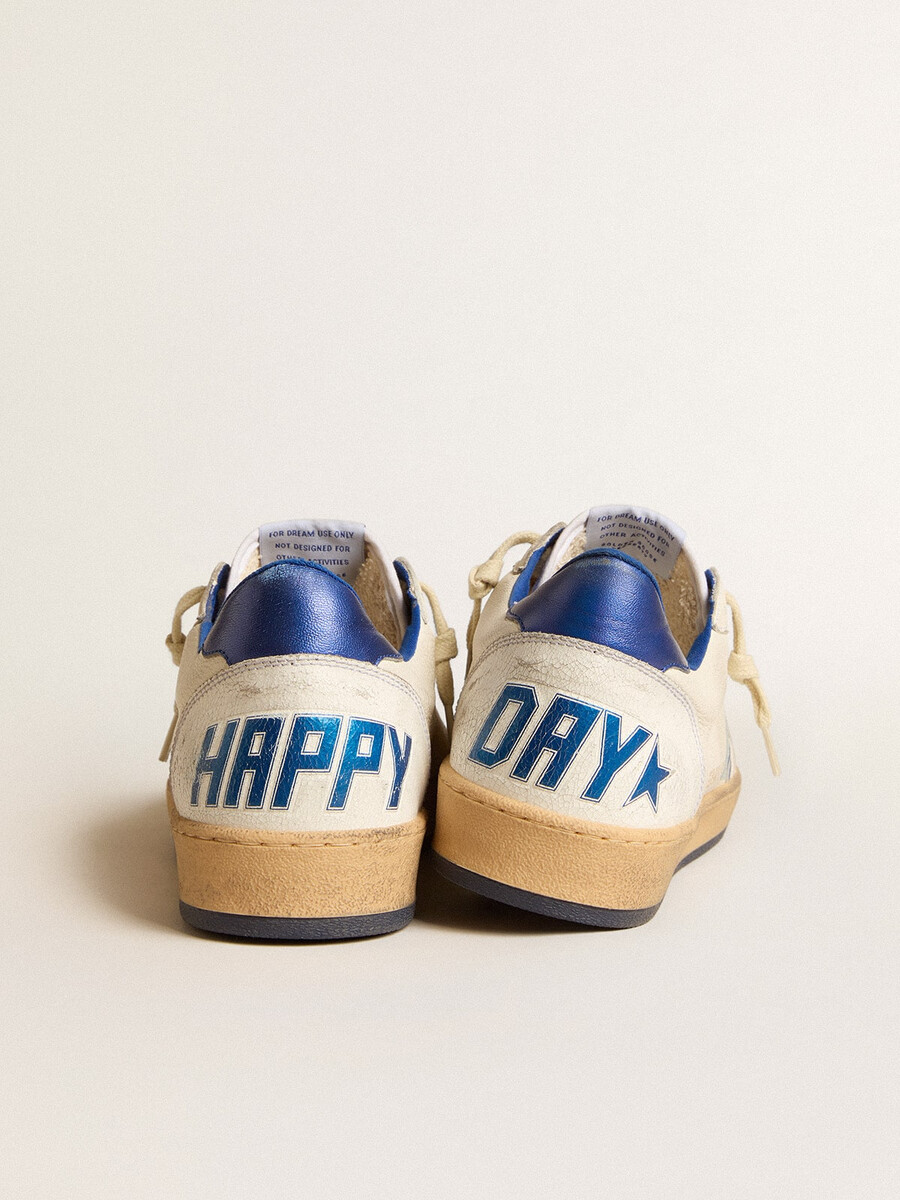 heren ball star wishes in wit nappaleer met een felblauwe ster en hielband.
