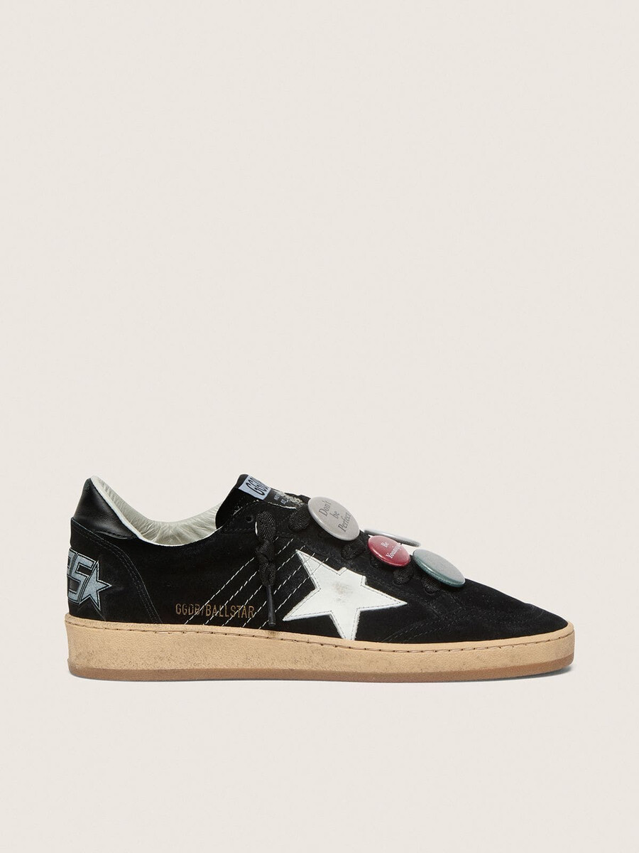 heren ball star ltd in zwart suède met skins