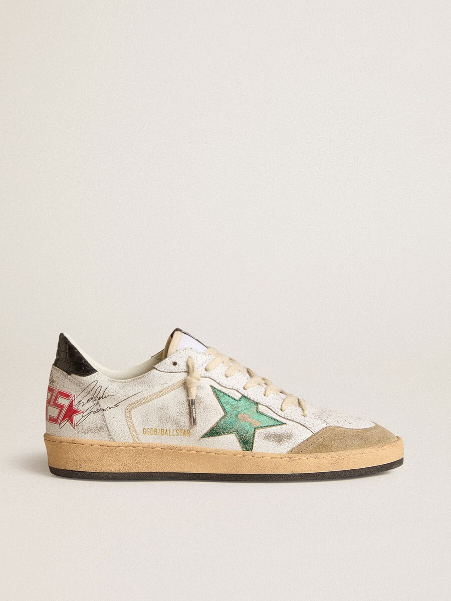 heren ball star met metallic leren ster en grijze leren hielstuk.
