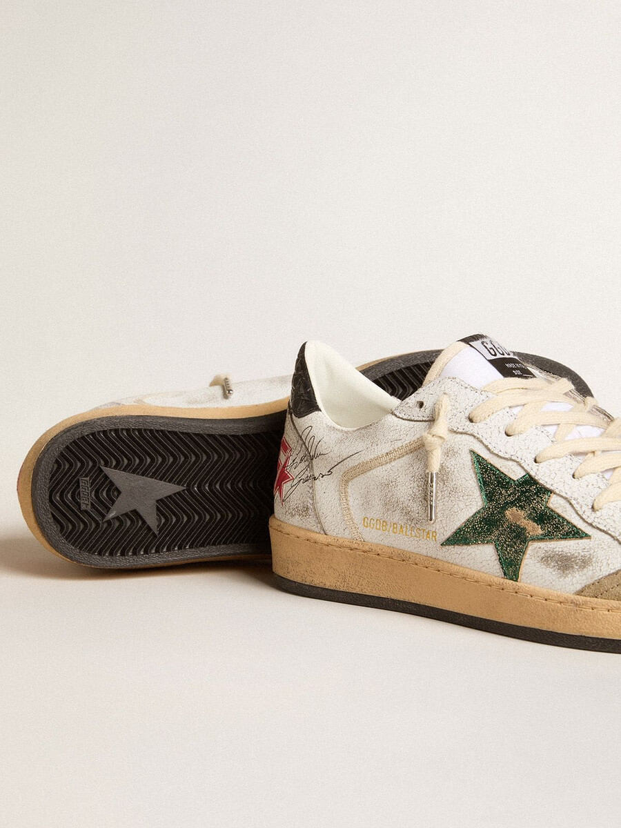 heren ball star met metallic leren ster en grijze leren hielstuk.