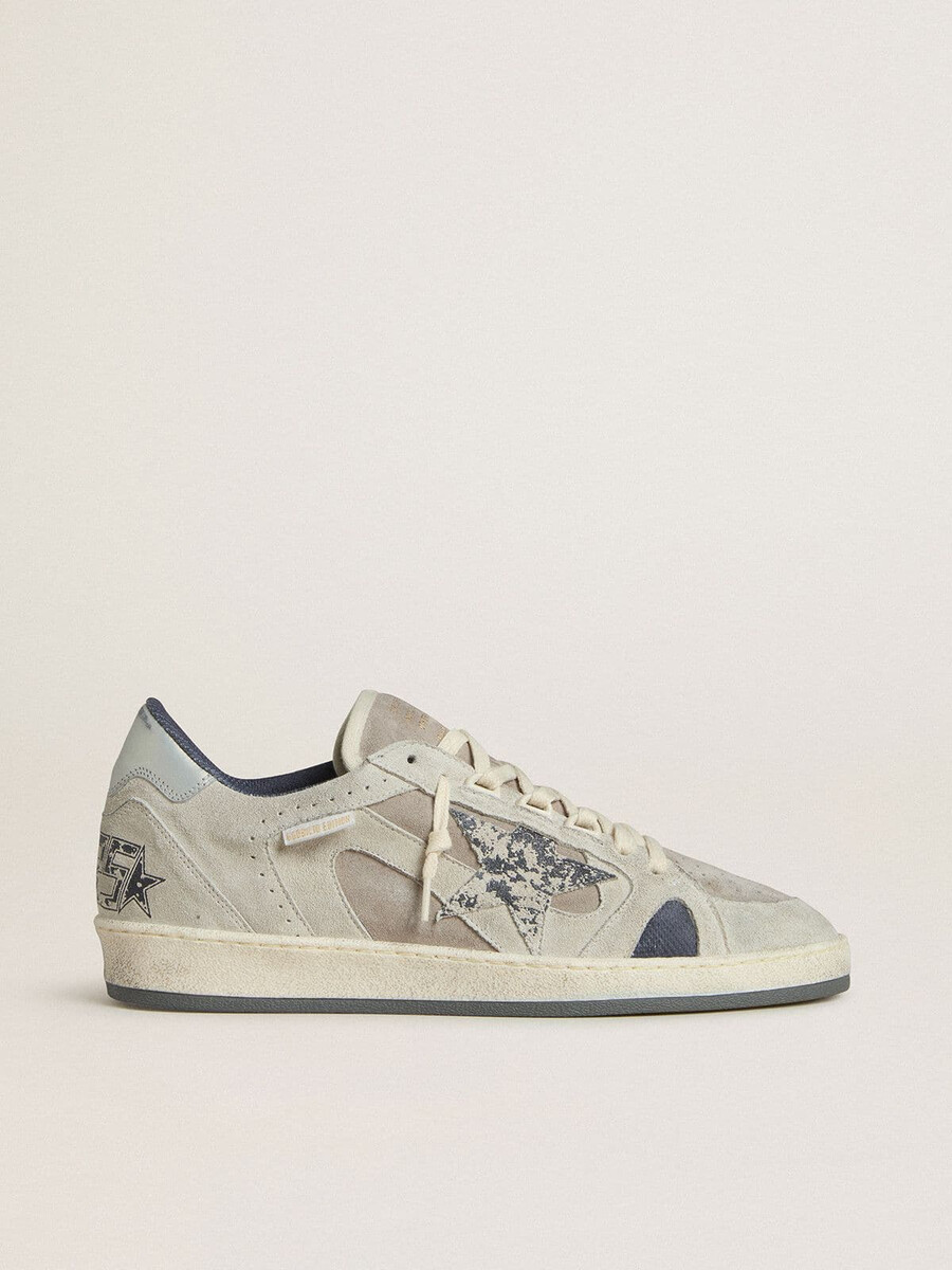 ball star ltd herenschoenen in duifgrijs en grijs suède met een parelgrijs leren hielstuk.
