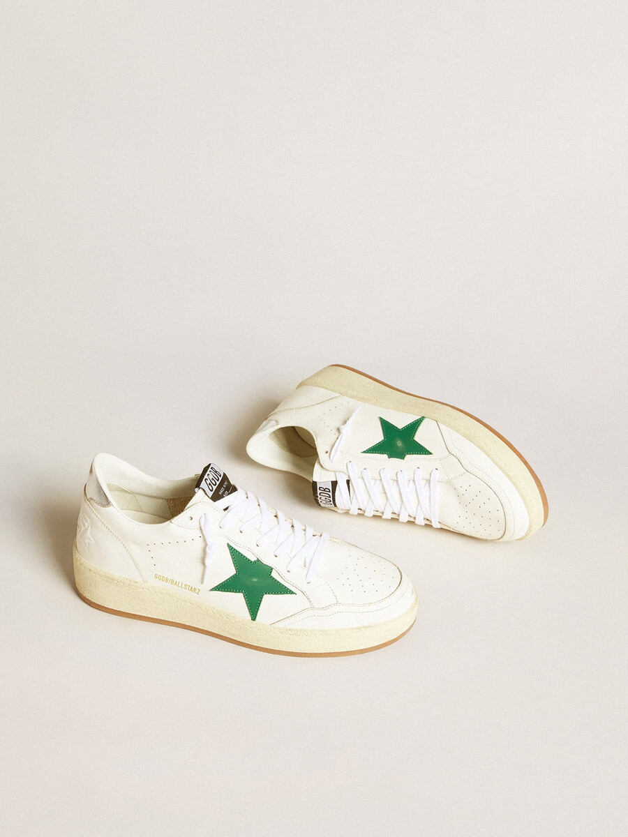 heren ball star met groene leren ster en metallic leren hielstuk.
