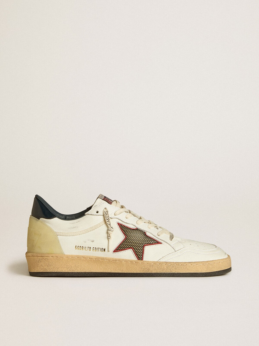 ball star ltd herenschoen met mesh ster en middernachtblauwe leren hielstuk.