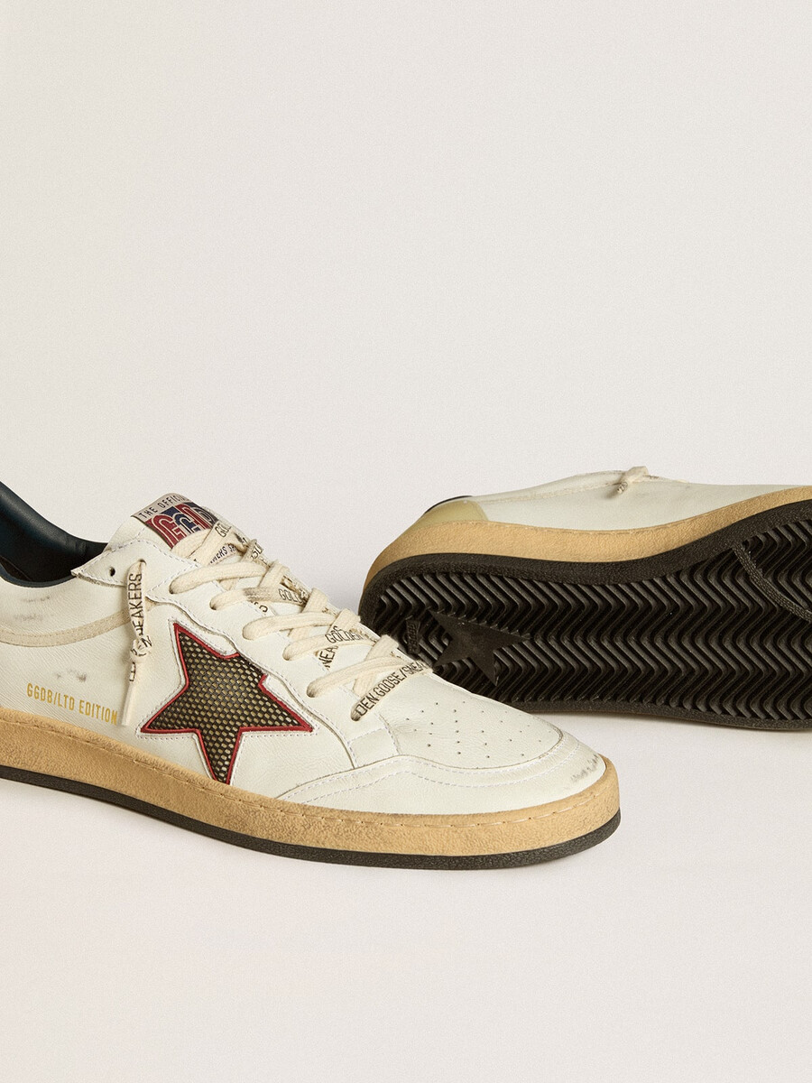 ball star ltd herenschoen met mesh ster en middernachtblauwe leren hielstuk.