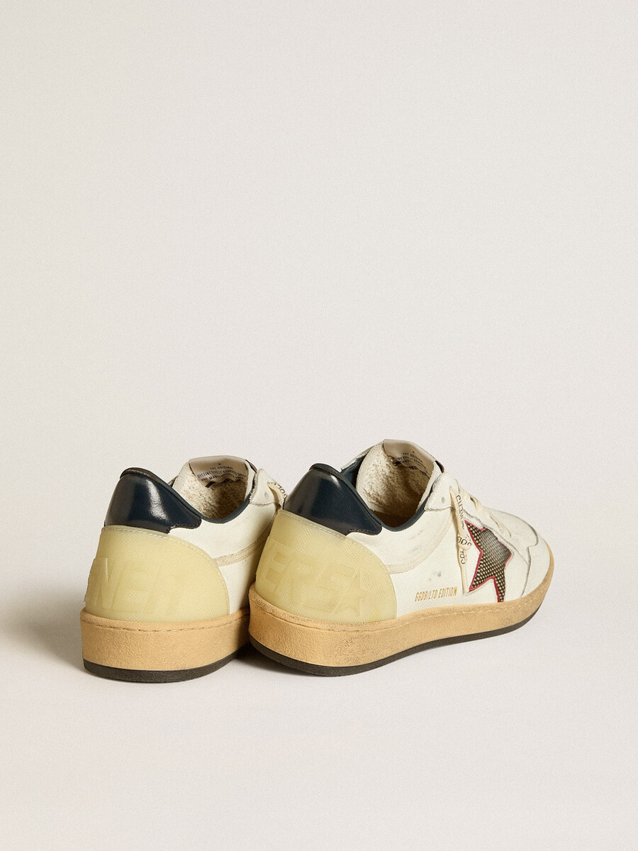 ball star ltd herenschoen met mesh ster en middernachtblauwe leren hielstuk.