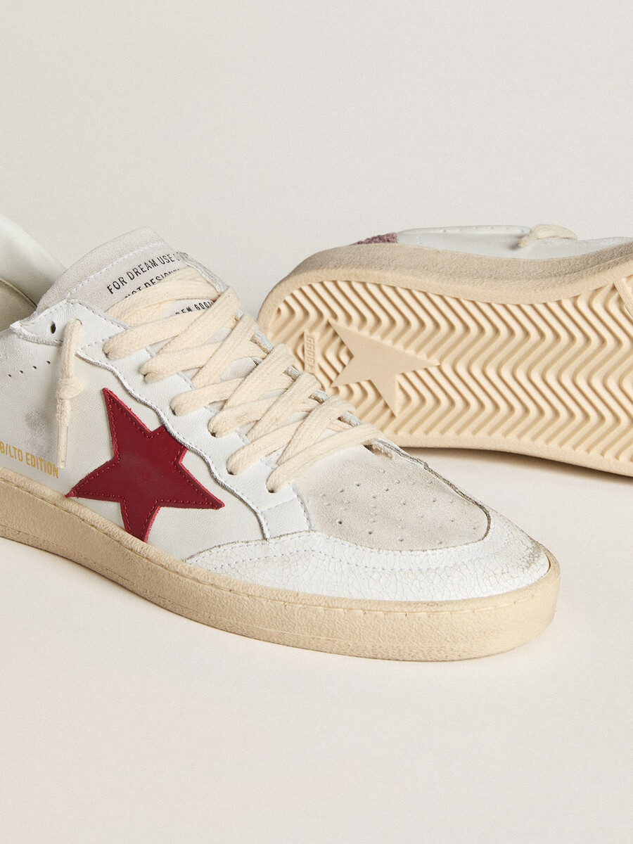 dames ball star ltd met rode leren ster en roze glitter hielstuk.