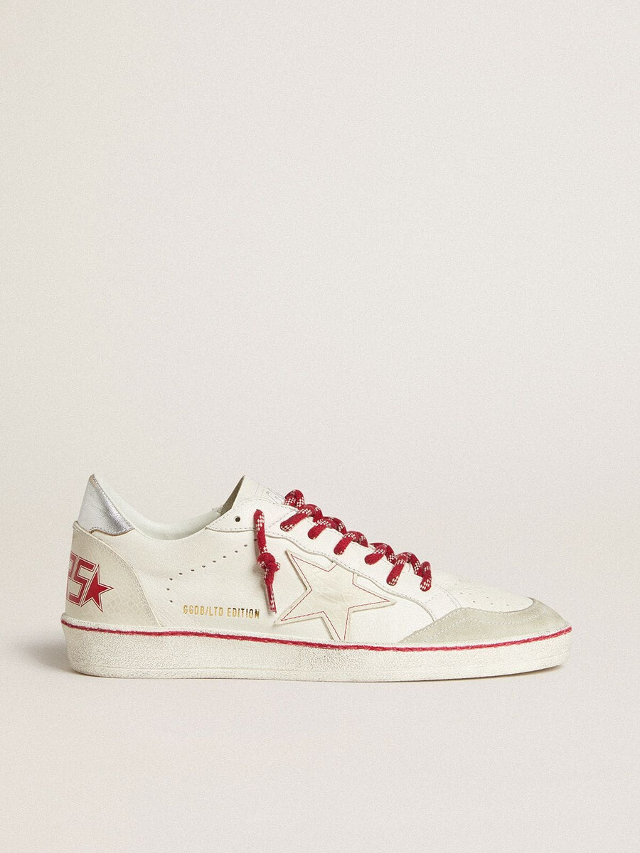 dames ball star ltd lny in wit leer met een gedragen look.