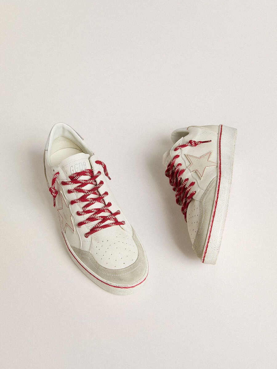 dames ball star ltd lny in wit leer met een gedragen look.