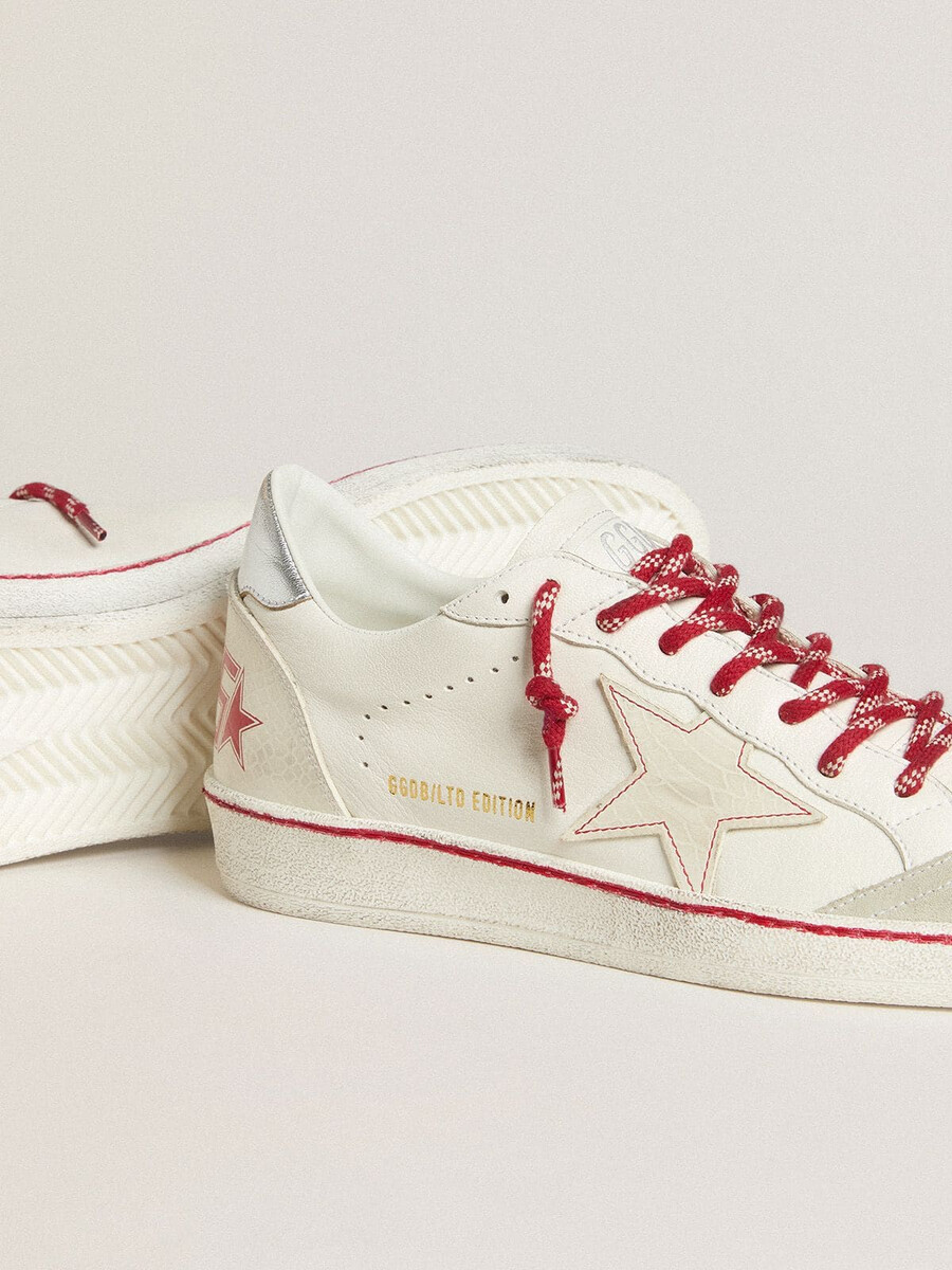 dames ball star ltd lny in wit leer met een gedragen look.