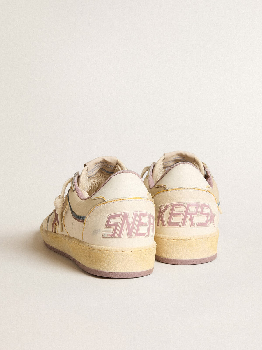 damesballerina in nappaleer met mauve tpu-ster en leren hielstuk.