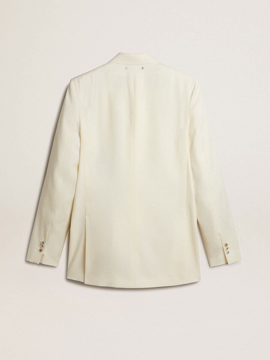 crèmekleurige double-breasted blazer voor heren