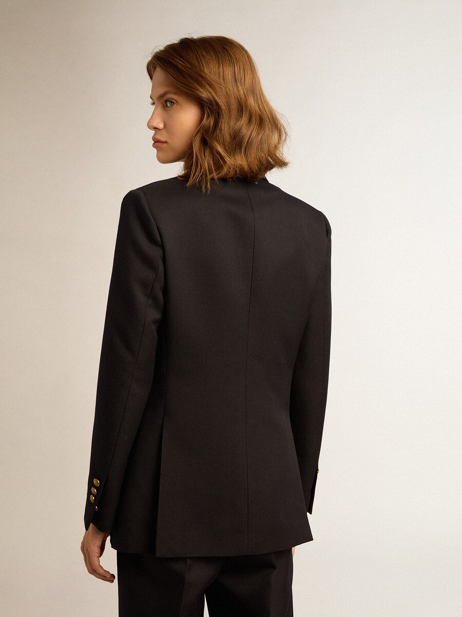 dubbelknoops blauwe blazer voor dames