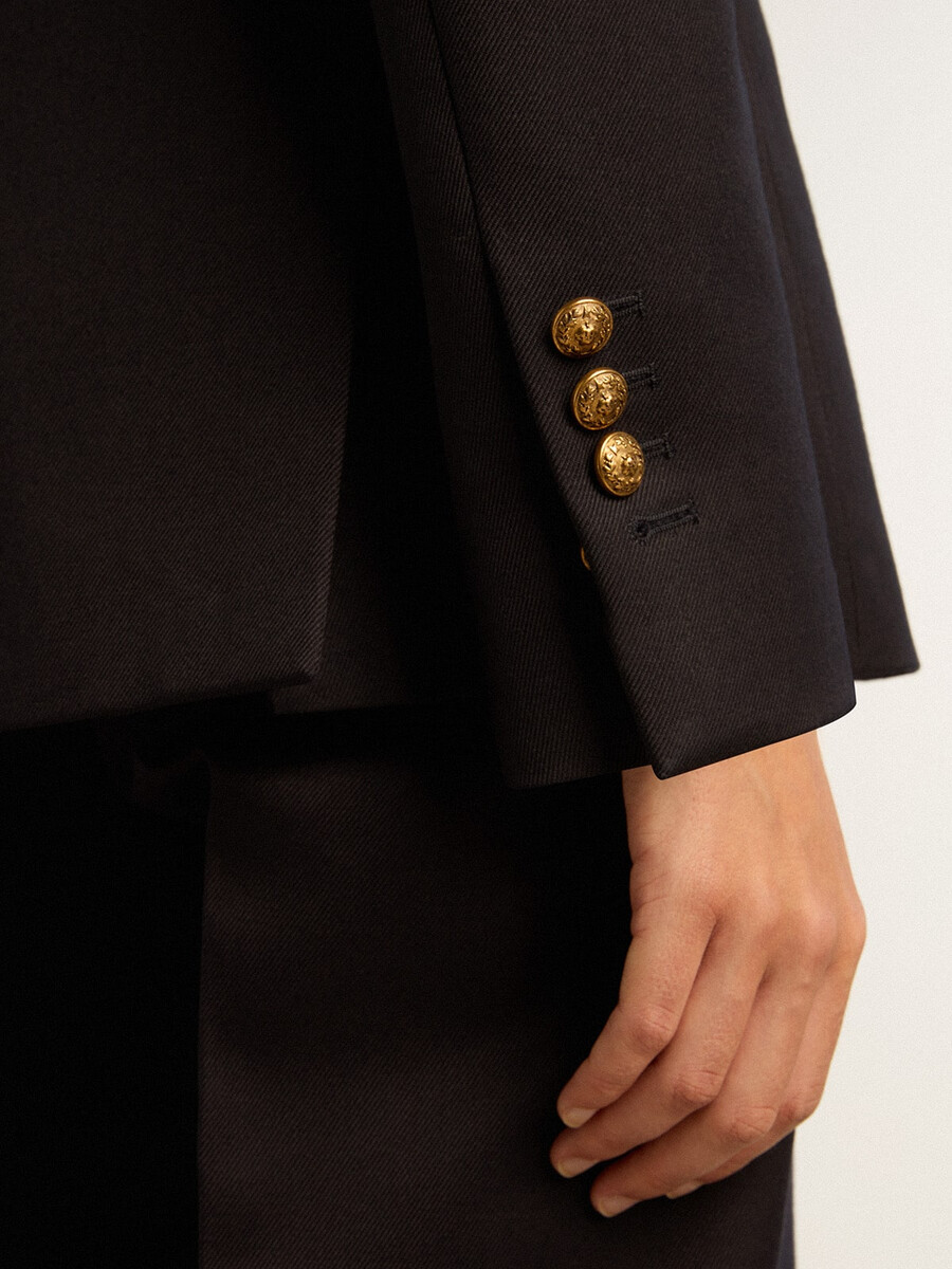 dubbelknoops blauwe blazer voor dames
