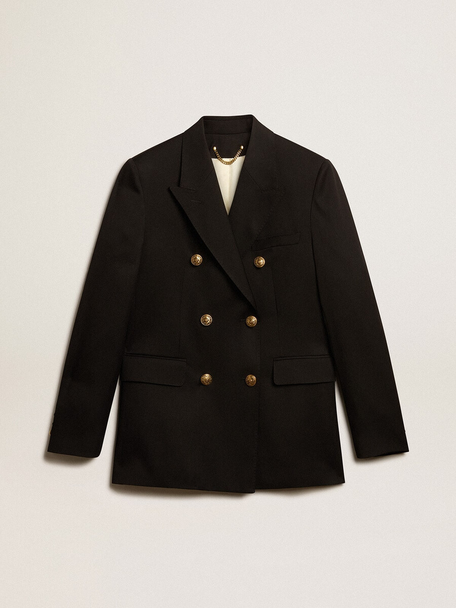 zwarte double-breasted blazer voor dames