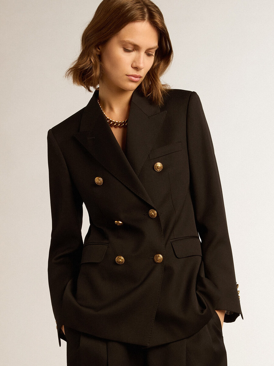 zwarte double-breasted blazer voor dames
