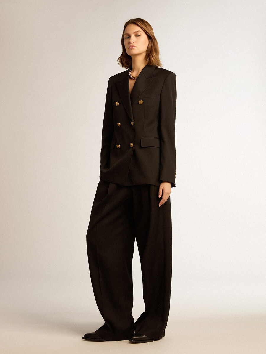 zwarte double-breasted blazer voor dames
