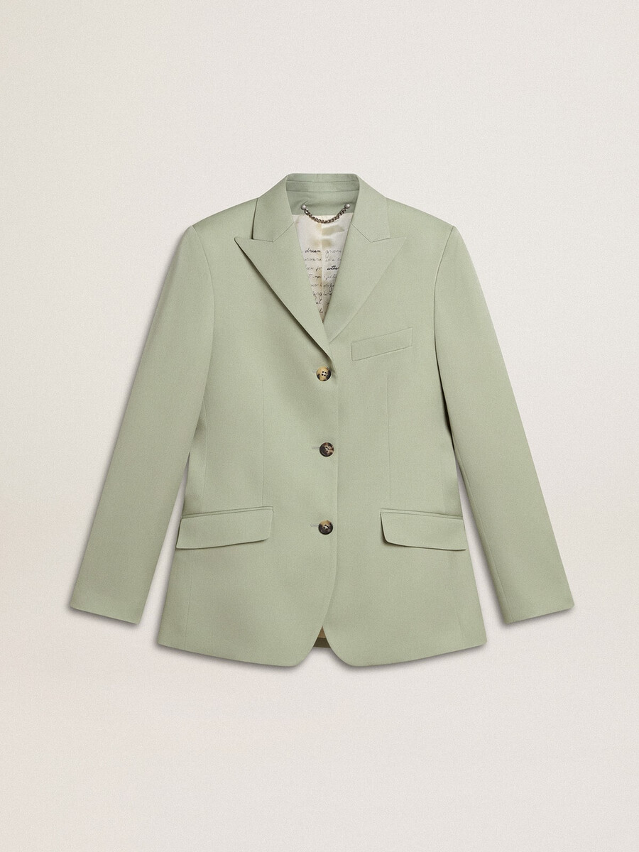 damesblazer van saliegroene wol