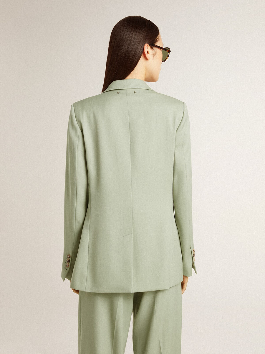 damesblazer van saliegroene wol