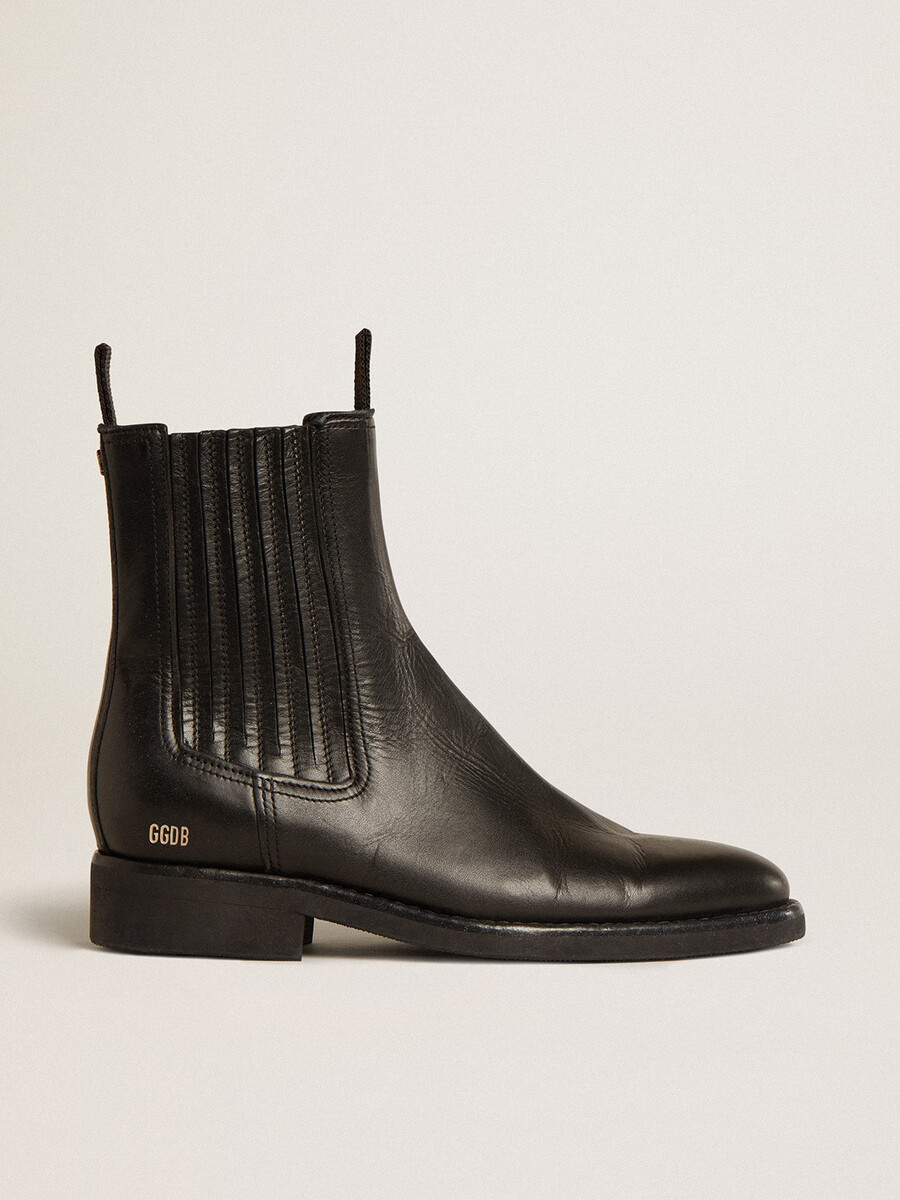 dames chelsea boots van zwart leer