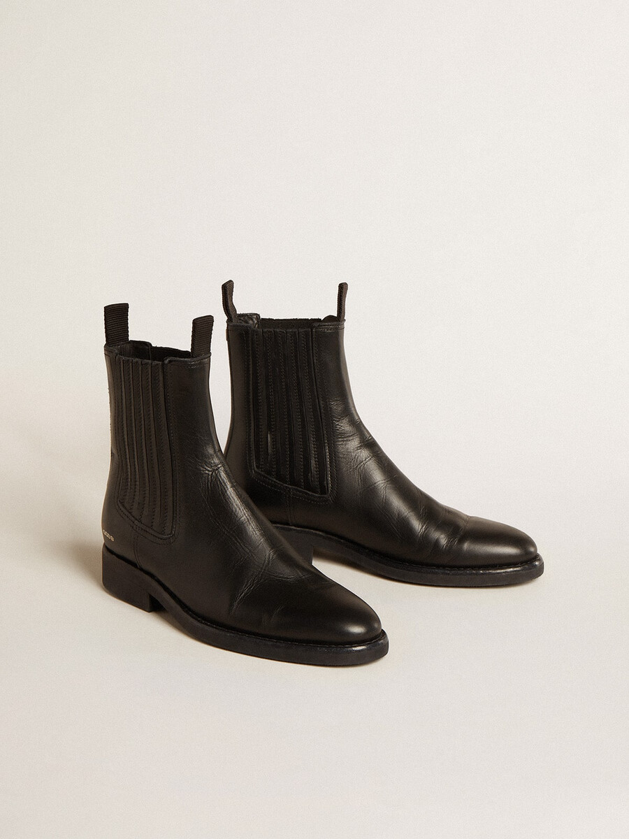dames chelsea boots van zwart leer