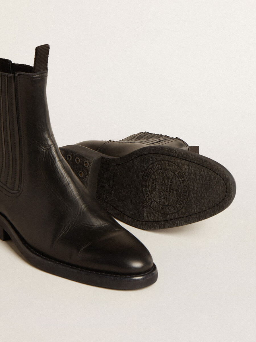 dames chelsea boots van zwart leer