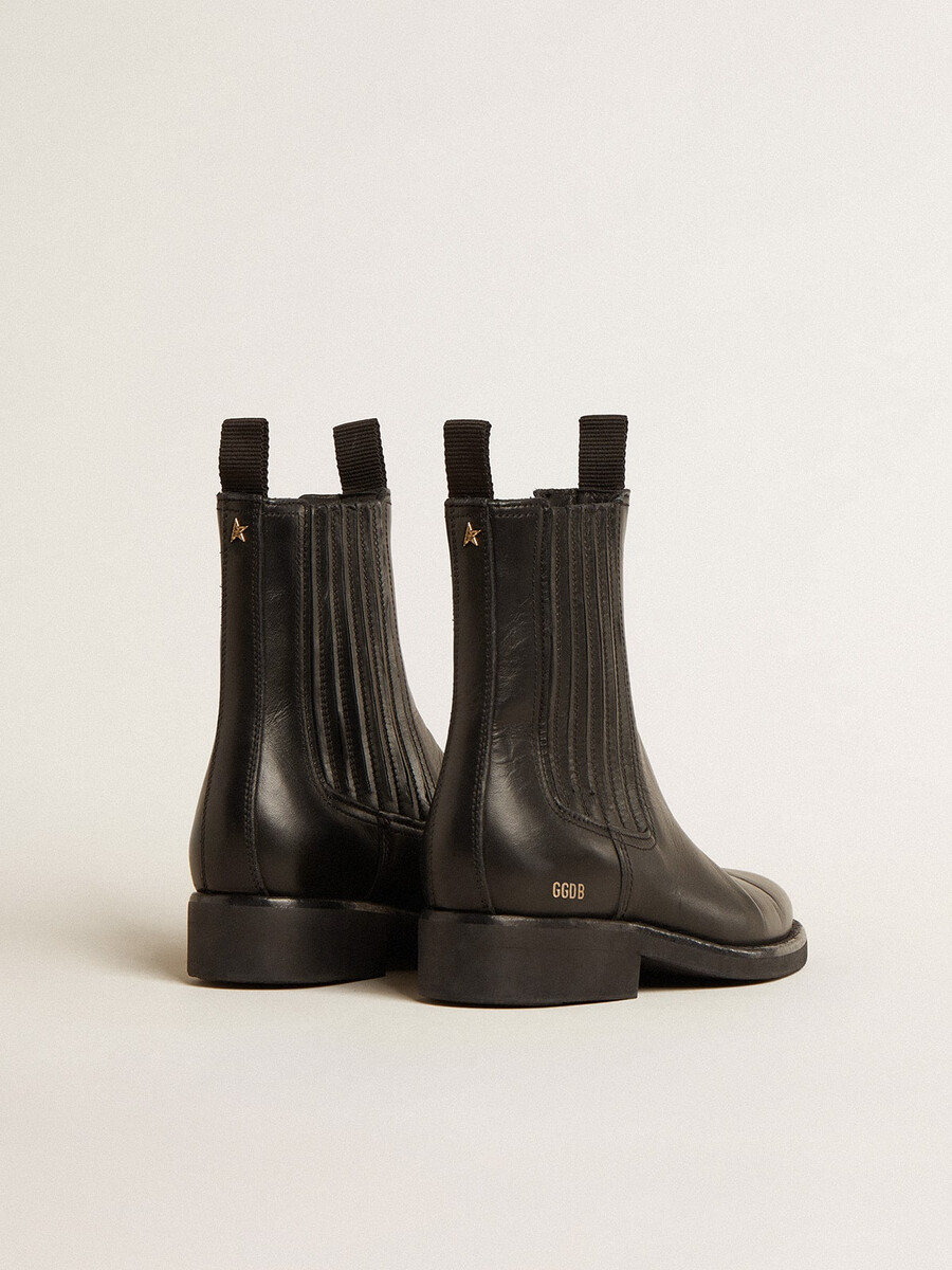 dames chelsea boots van zwart leer