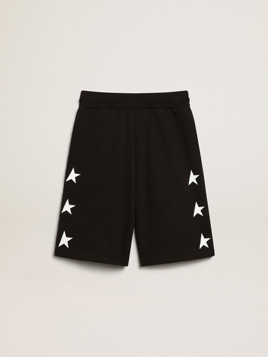 zwarte bermuda-shorts voor jongens met witte sterren
