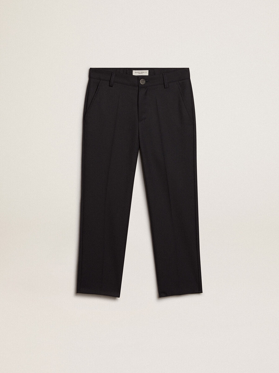 jongensbroek van donkerblauwe wol.